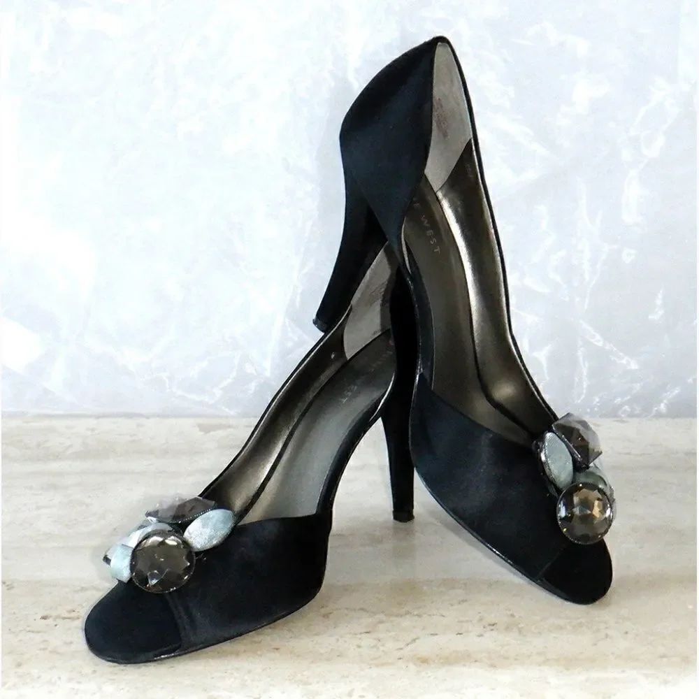 Nine West big Gems black heels pumps